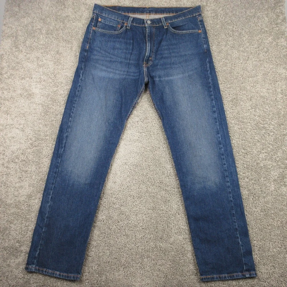 Levis jeans Mens 36x32 Blue 505 Regular Straight Faded Whisker Zip Denim Pants